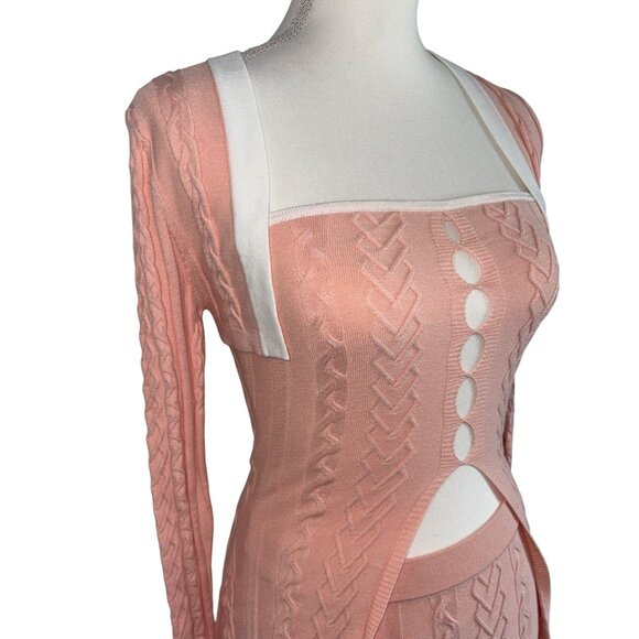 Nana Jacqueline Kelli Knit Set in Peach Small New Womens Skirt Top Outfit - Picture 5 of 14